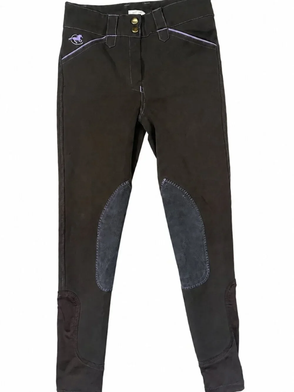 Piper by SmartPak Youth L Gray Purple Riding Breeches